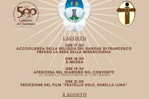 Importante e solenne celebrazione del Perdono d’Assisi al Convento San Francesco dal 1° al 3 agosto